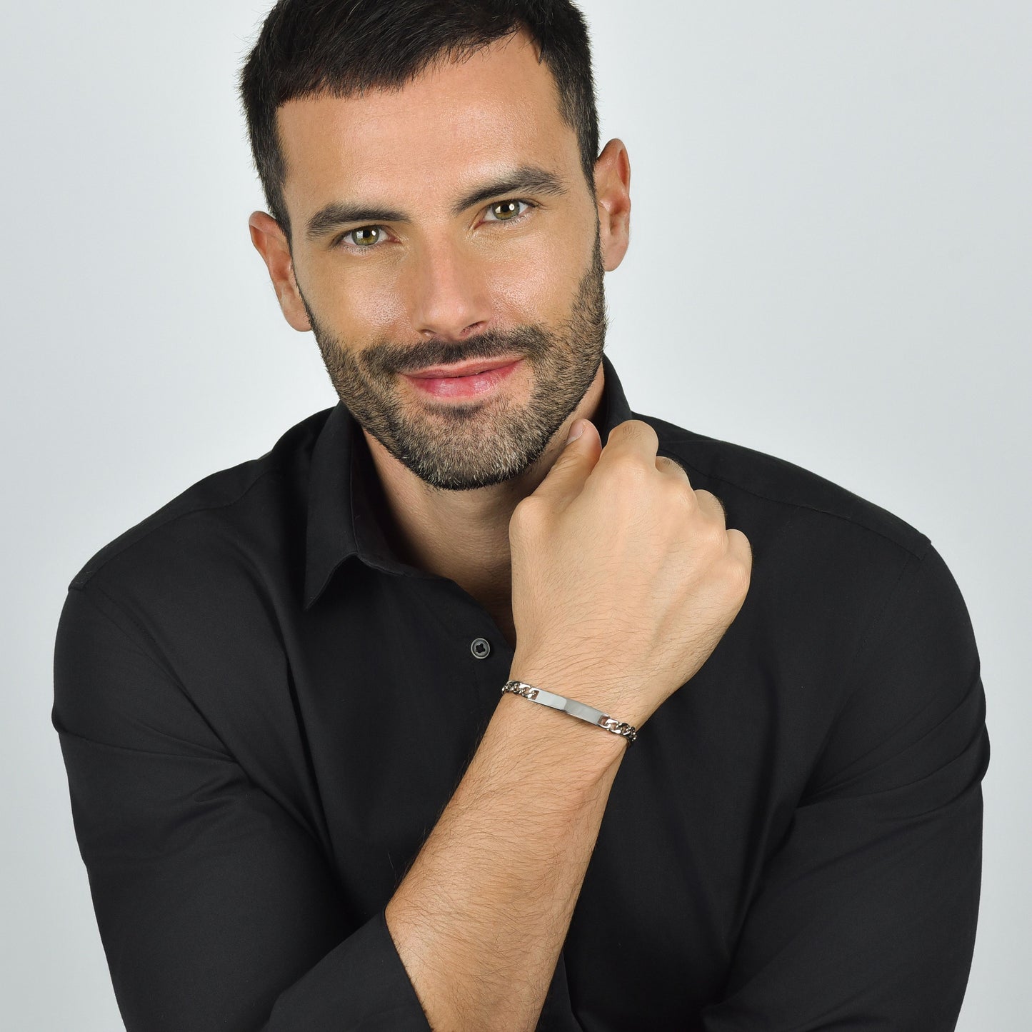 BRACCIALE UOMO IN ACCIAIO CON PIASTRA SILVER