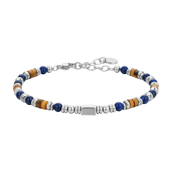 Bracciale In Pietre Naturali Occhio Di Tigre Giallo - Per Uomo E Donna, Acciaio Inossidabile, Regolabile, 4mm