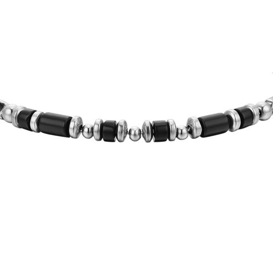 BRACCIALE UOMO IN ACCIAIO AGATA NERA