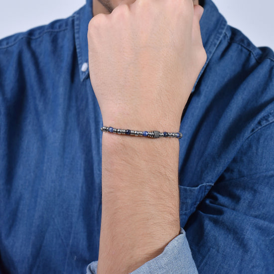 BRACCIALE UOMO IN ACCIAIO SODALITE BLU Luca Barra