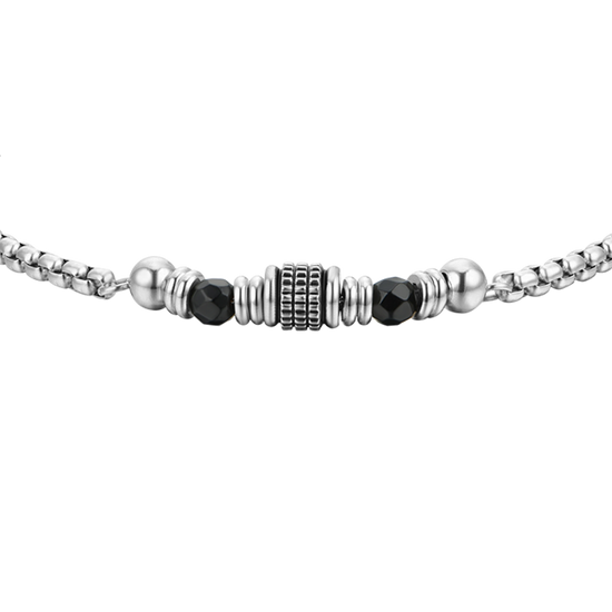 BRACCIALE UOMO IN ACCIAIO AGATA NERA ED ELEMENTI