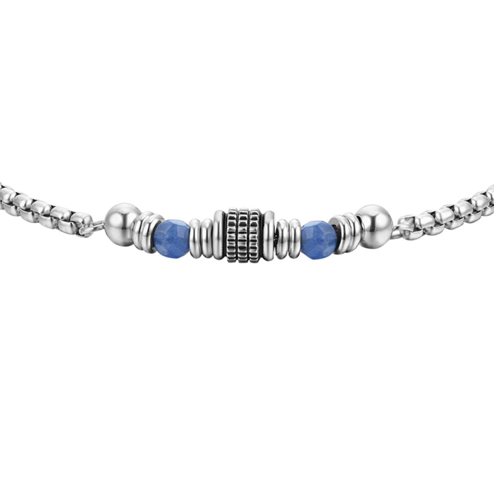 Bracciale In Sodalite Naturale Con Sfere 4 Mm – Pietra Blu Su Elastico – Fatto A Mano 18 Cm – Regalo Benessere