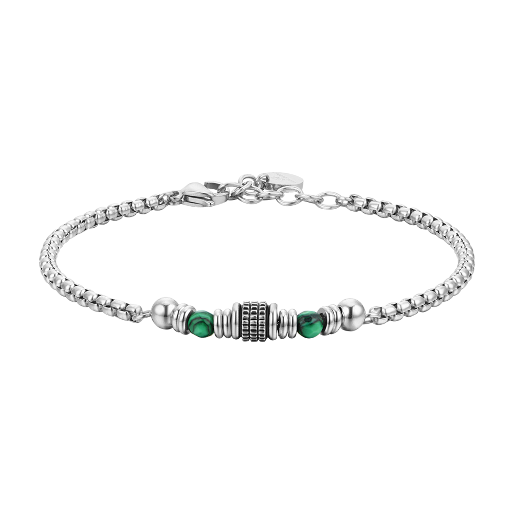 BRACCIALE UOMO IN ACCIAIO MALACHITE VERDE Luca Barra