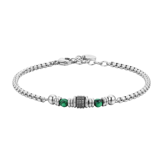 BRACCIALE UOMO IN ACCIAIO MALACHITE VERDE Luca Barra