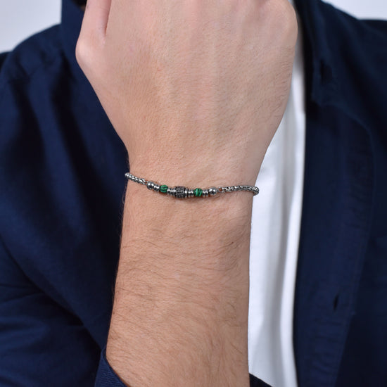 BRACCIALE UOMO IN ACCIAIO MALACHITE VERDE Luca Barra