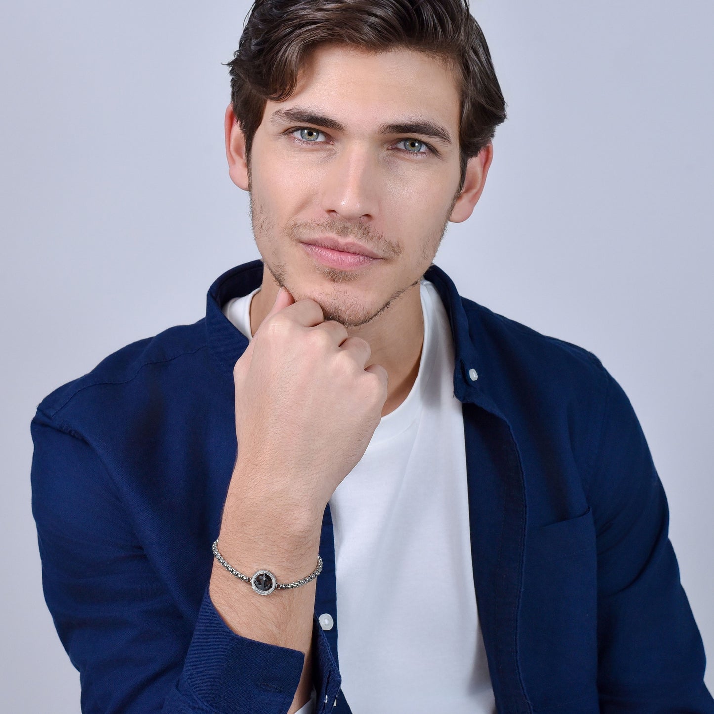BRACCIALE UOMO IN ACCIAIO ANCORA IP NERO