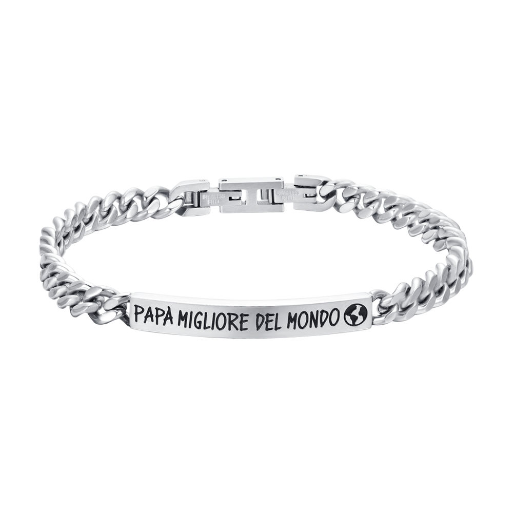 BRACCIALE UOMO IN ACCIAIO PAPA' MIGLIORE DEL MONDO