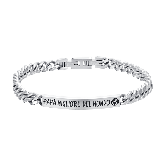 BRACCIALE UOMO IN ACCIAIO PAPA' MIGLIORE DEL MONDO