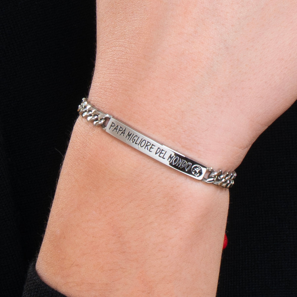 BRACCIALE UOMO IN ACCIAIO PAPA' MIGLIORE DEL MONDO
