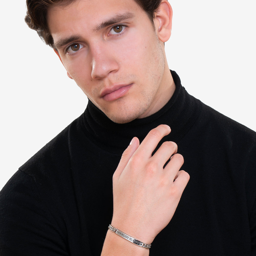 BRACCIALE UOMO IN ACCIAIO PAPA' MIGLIORE DEL MONDO