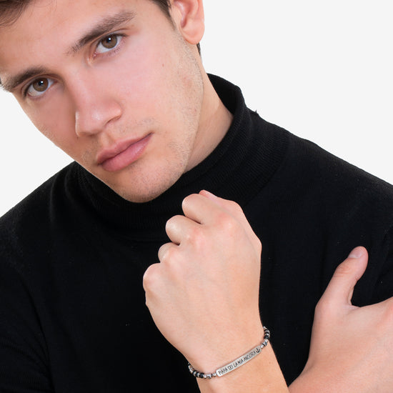 BRACCIALE UOMO IN ACCIAIO PAPA' SEI LA MIA ANCORA