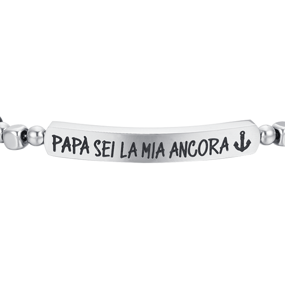 BRACCIALE UOMO IN ACCIAIO PAPA' SEI LA MIA ANCORA