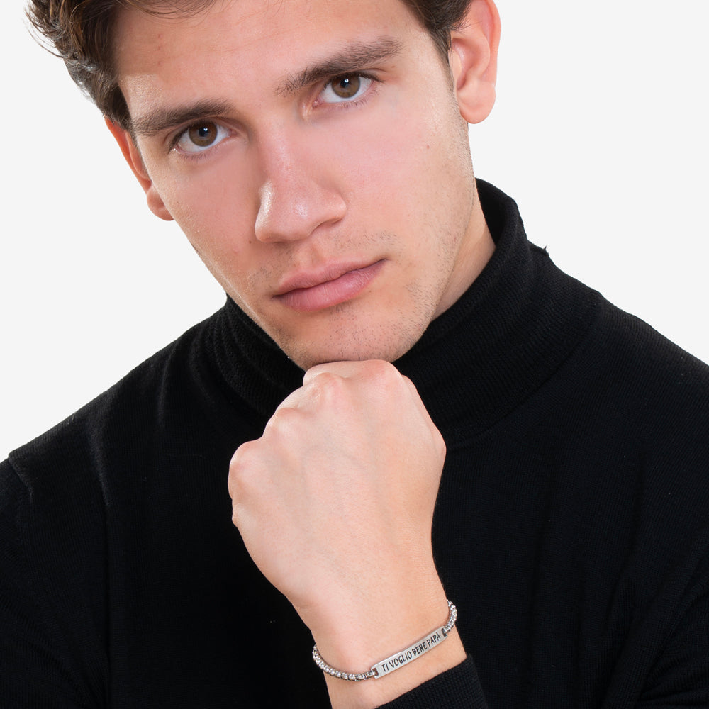 BRACCIALE UOMO IN ACCIAIO TI VOGLIO BENE PAPA'
