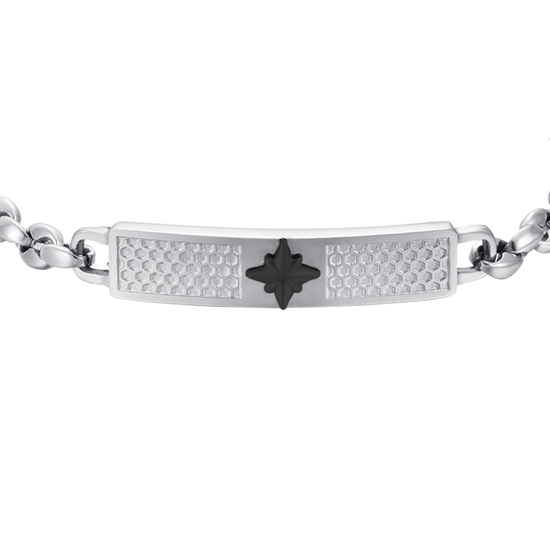 BRACCIALE UOMO IN ACCIAIO CON PIASTRA ROSA DEI VENTI