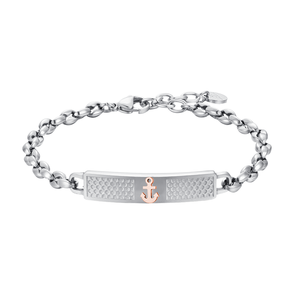 BRACCIALE UOMO IN ACCIAIO CON ANCORA IP ROSE Luca Barra