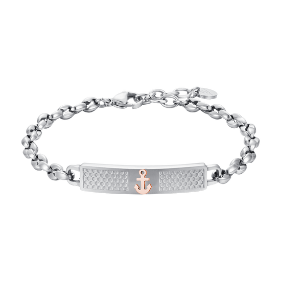 BRACCIALE UOMO IN ACCIAIO CON ANCORA IP ROSE Luca Barra