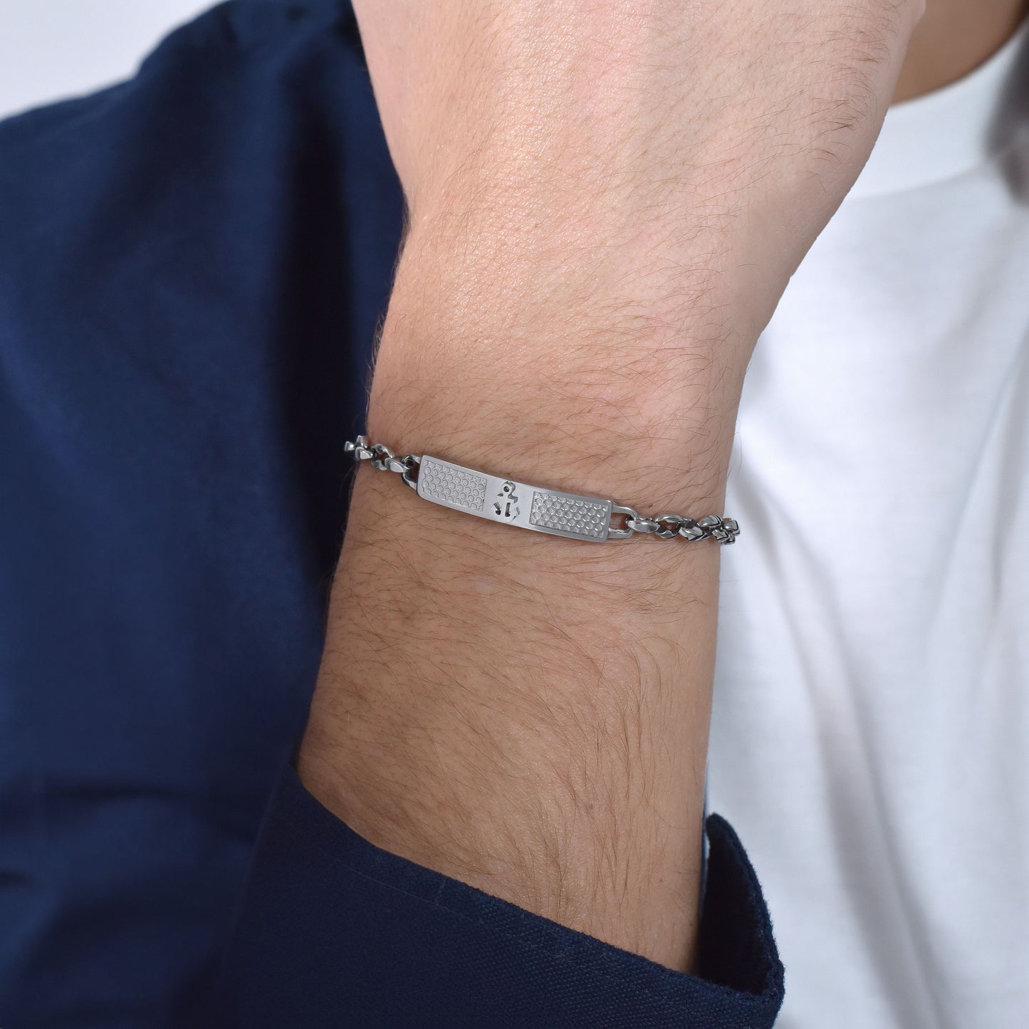 BRACCIALE UOMO IN ACCIAIO CON ANCORA IP ROSE Luca Barra