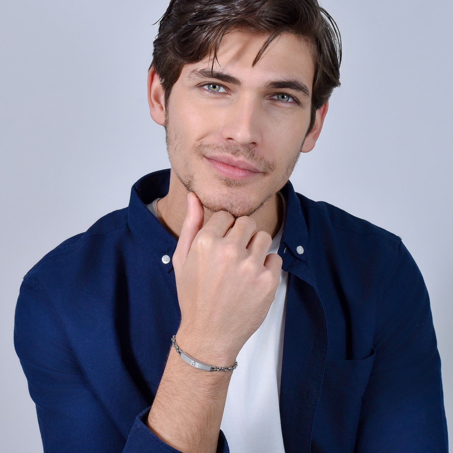 BRACCIALE UOMO IN ACCIAIO CON ANCORA IP ROSE