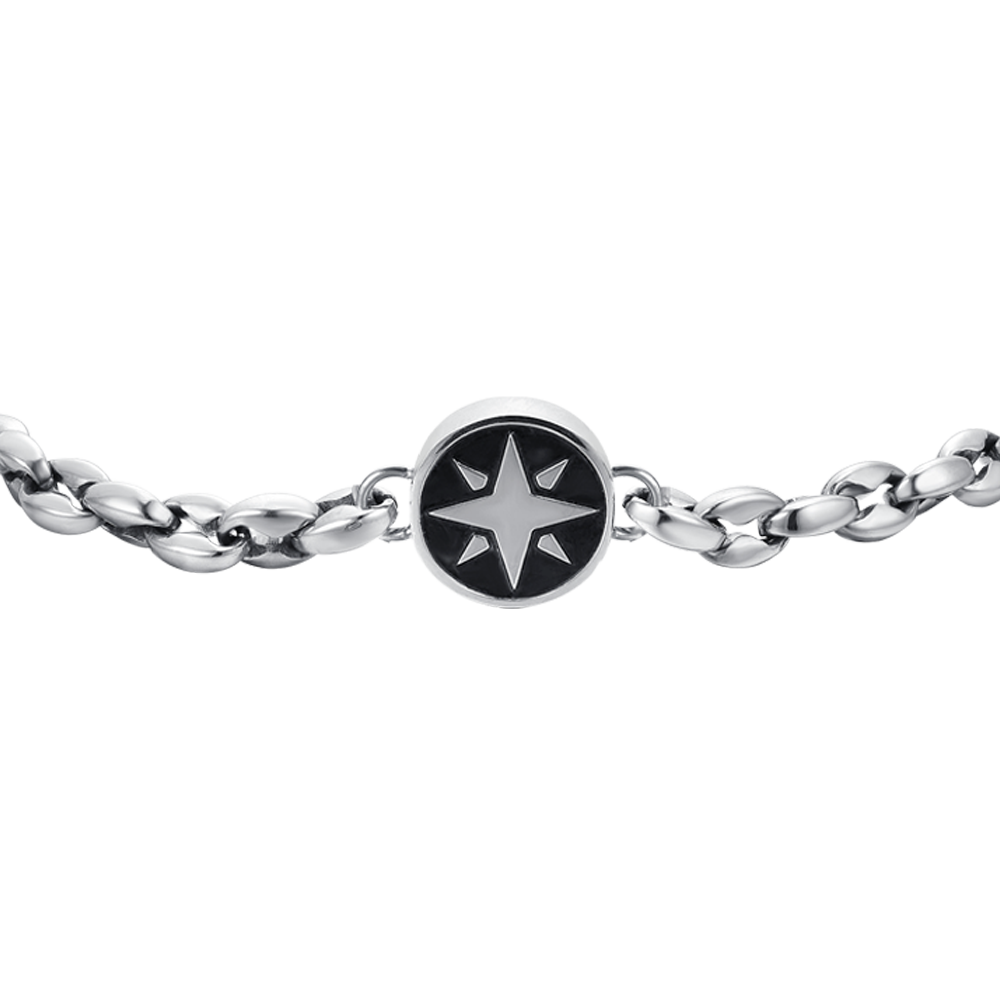 BRACCIALE UOMO IN ACCIAIO CON ROSA DEI VENTI