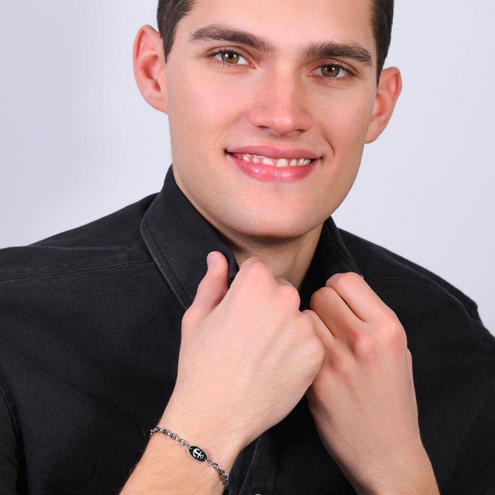 BRACCIALE UOMO IN ACCIAIO CON ANCORA