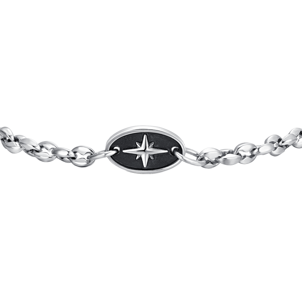 BRACCIALE UOMO IN ACCIAIO CON ROSA DEI VENTI