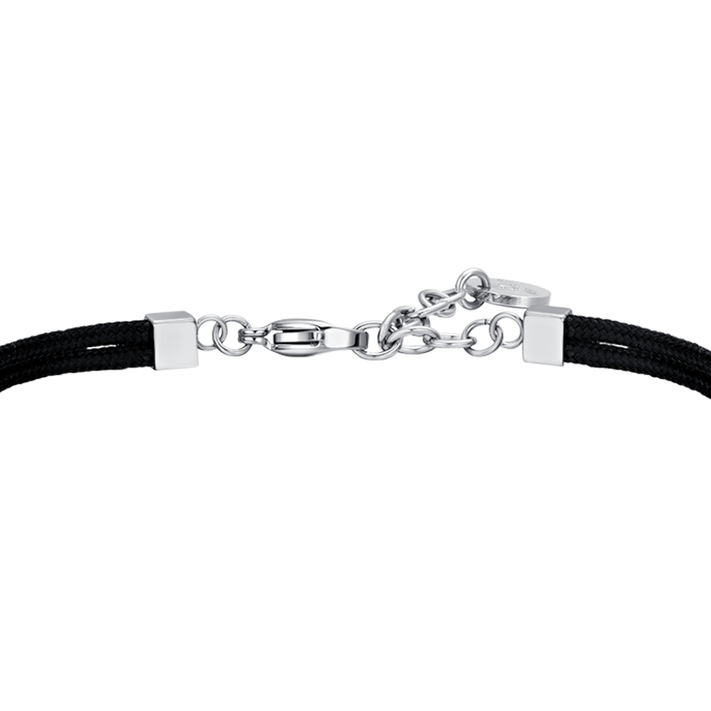 BRACCIALE UOMO IN CORDA NERA E ANCORA