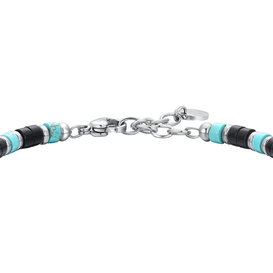 BRACCIALE UOMO IN ACCIAIO PIETRE AGATA E TURCHESI