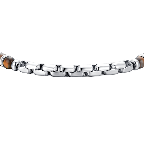 BRACCIALE UOMO IN ACCIAIO PIETRE OCCHIO DI TIGRE