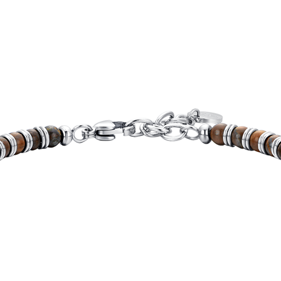BRACCIALE UOMO IN ACCIAIO PIETRE OCCHIO DI TIGRE