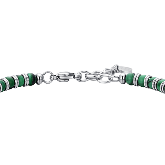 BRACCIALE UOMO IN ACCIAIO PIETRE VERDI ED ELEMENTI IN ACCIAIO