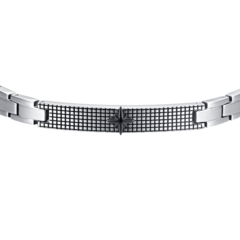 BRACCIALE UOMO IN ACCIAIO ROSA DEI VENTI IP NERO
