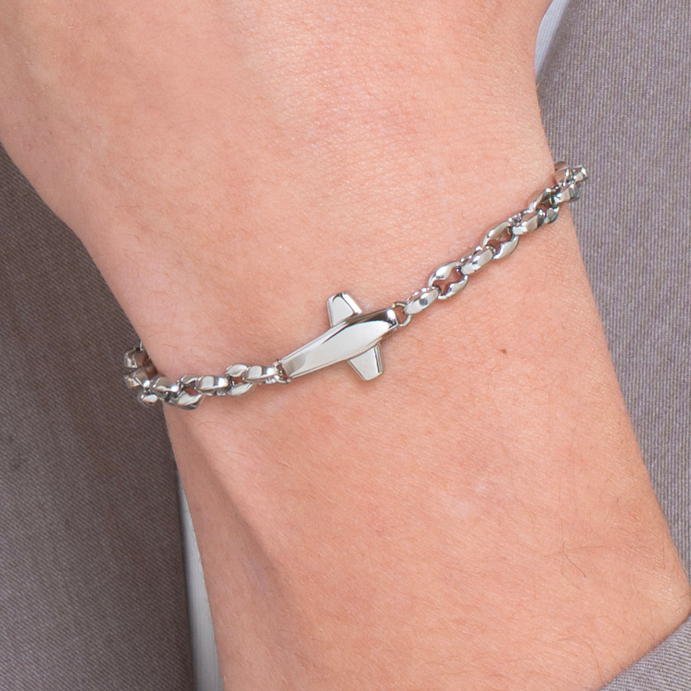BRACCIALE UOMO IN ACCIAIO CON CROCE