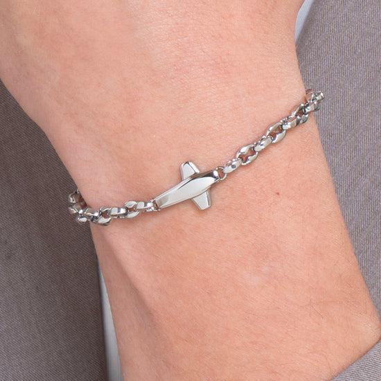 BRACCIALE UOMO IN ACCIAIO CON CROCE