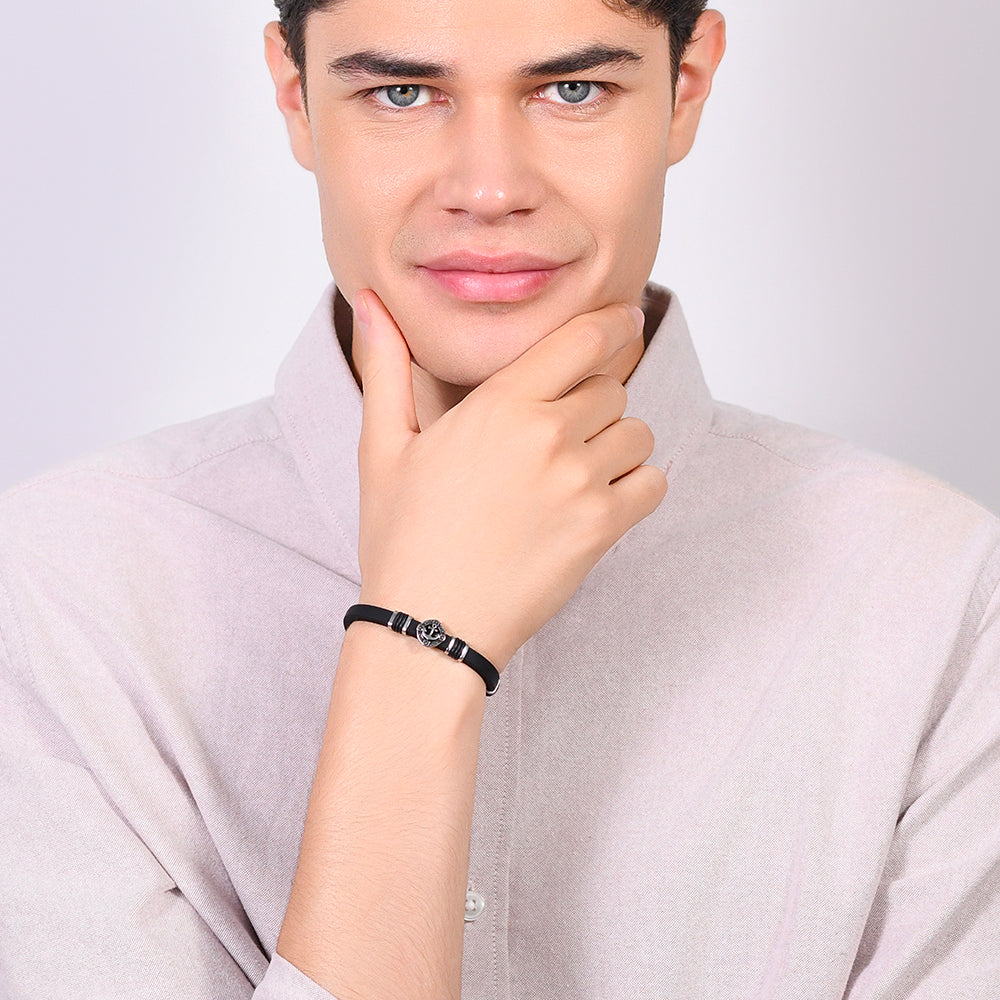 BRACCIALE UOMO IN SILICONE CON ANCORA