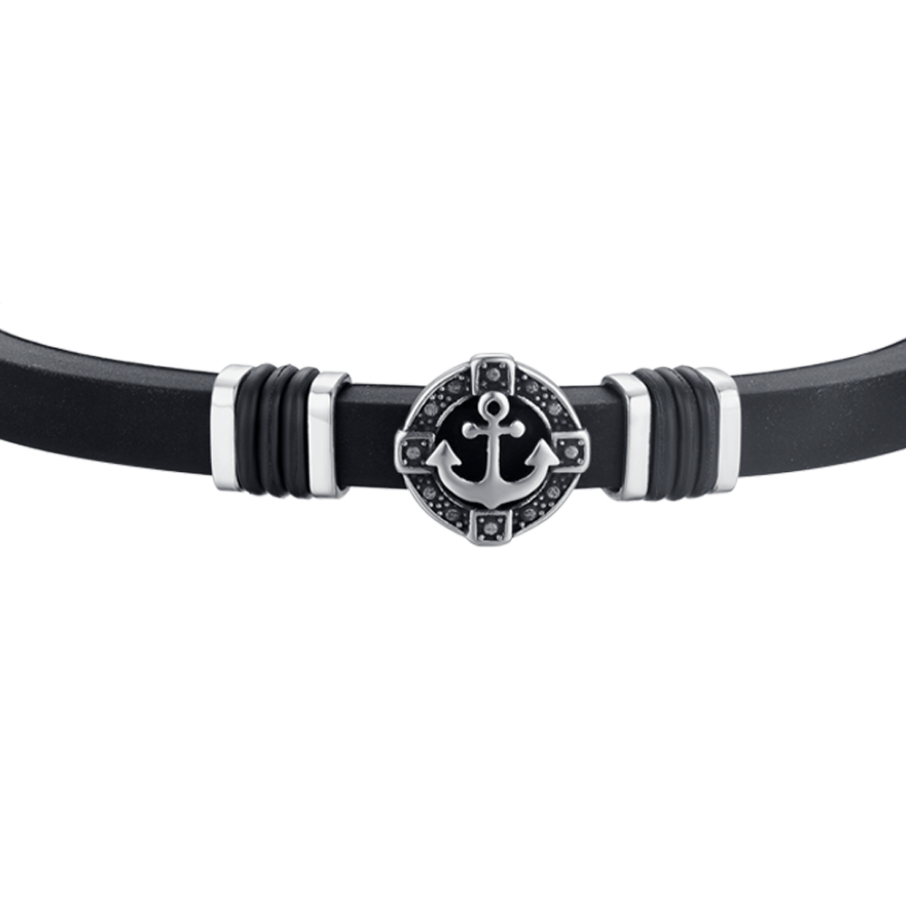 BRACCIALE UOMO IN SILICONE CON ANCORA