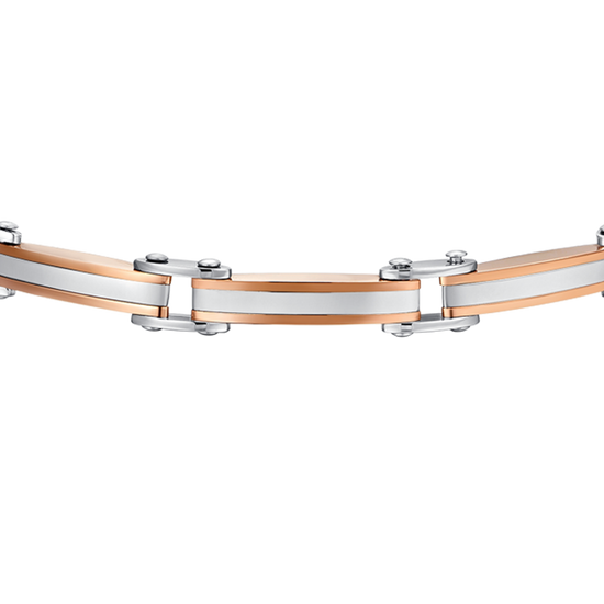 BRACCIALE UOMO IN ACCIAIO ELEMENTI IN ACCIAIO IP ROSE GOLD