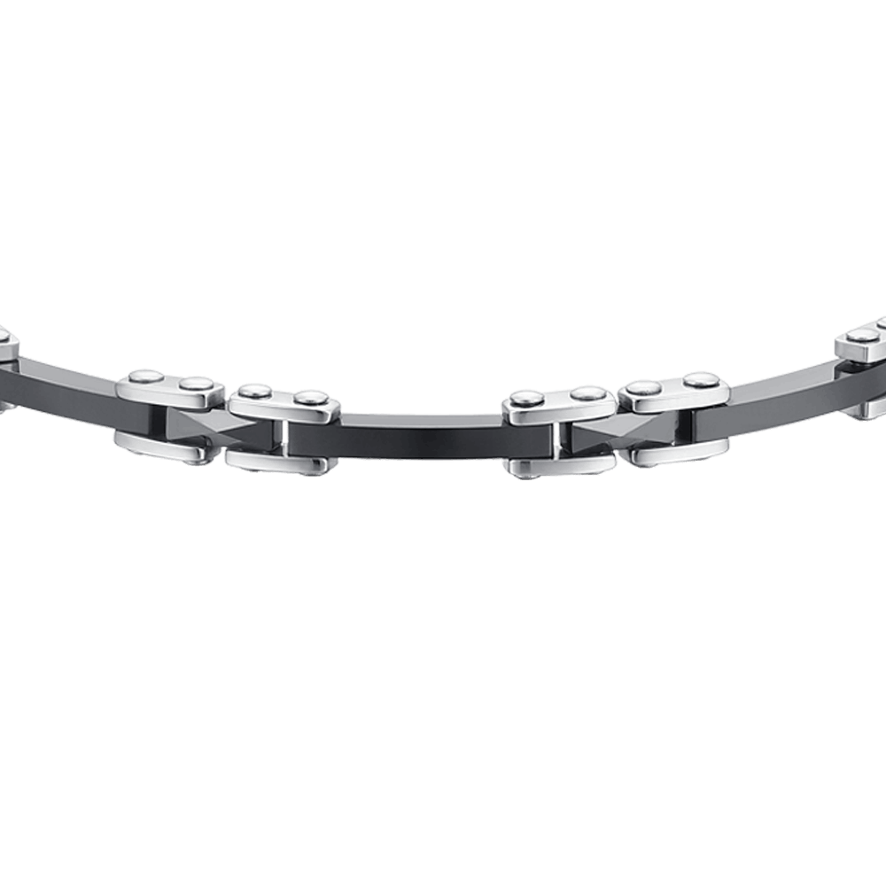 BRACCIALE UOMO IN ACCIAIO E CERAMICA NERA