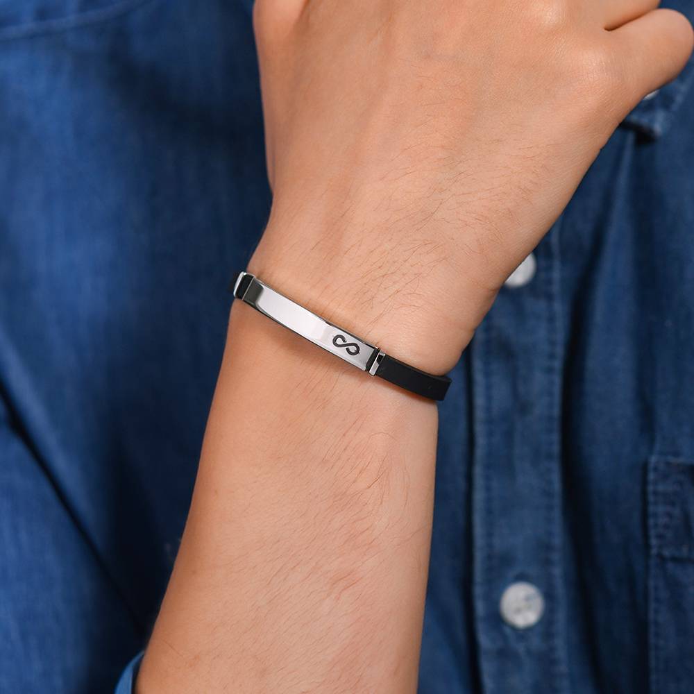 Bracciale Urna Per Ceneri Uomo In Acciaio Inox E Pelle | Gioiello Cremazione Infinity Con Vite E Imbuto | Ricordo Commemorativo Per Ceneri Di Animali O Umani