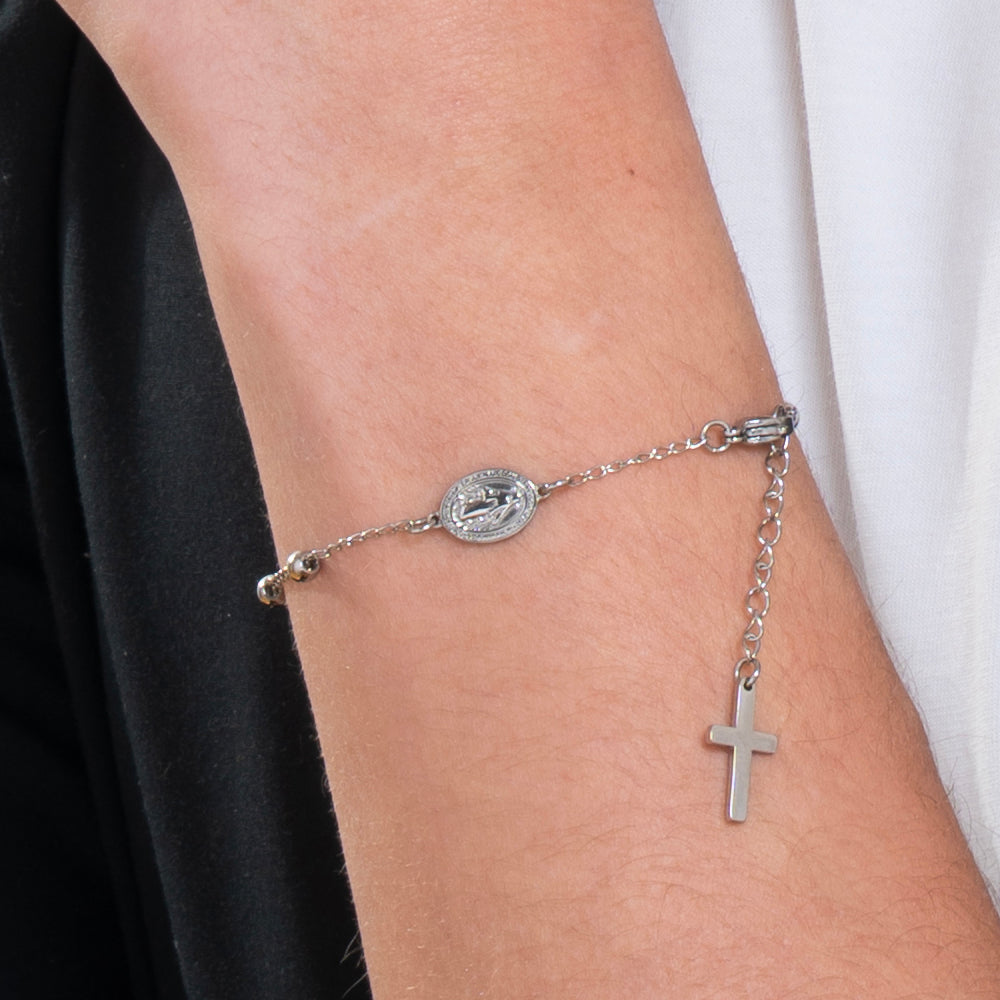 BRACCIALE UOMO ROSARIO IN ACCIAIO