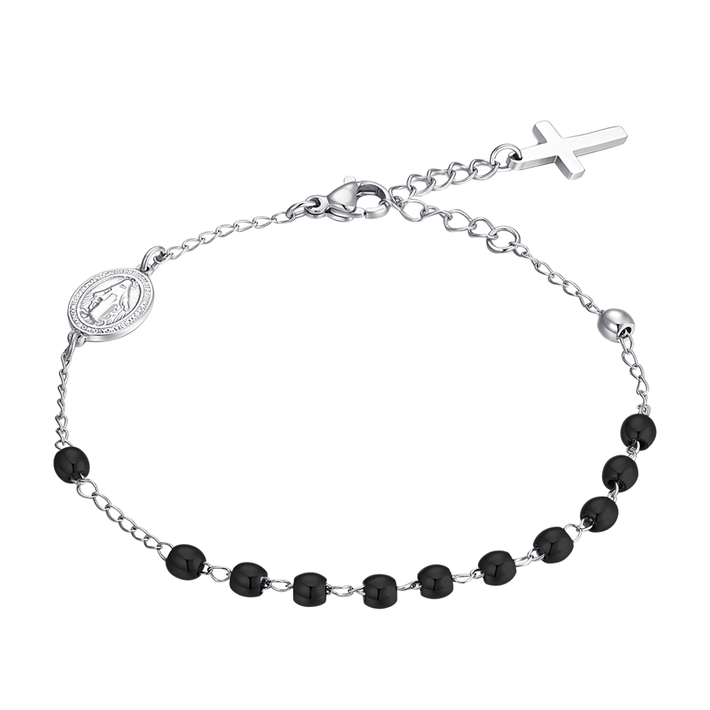 BRACCIALE UOMO ROSARIO IN ACCIAIO NERO