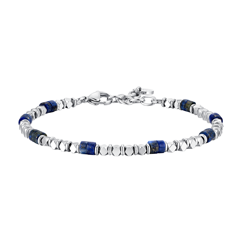 BRACCIALE UOMO IN ACCIAIO CON EMATITE E PIETRE LAPIS
