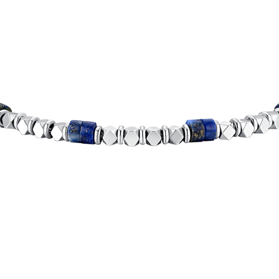 BRACCIALE UOMO IN ACCIAIO CON EMATITE E PIETRE LAPIS