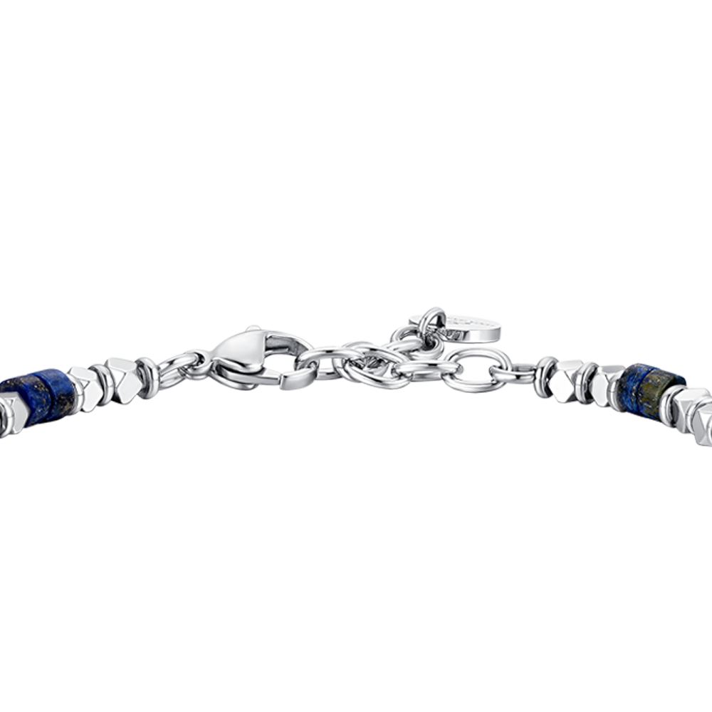 BRACCIALE UOMO IN ACCIAIO CON EMATITE E PIETRE LAPIS