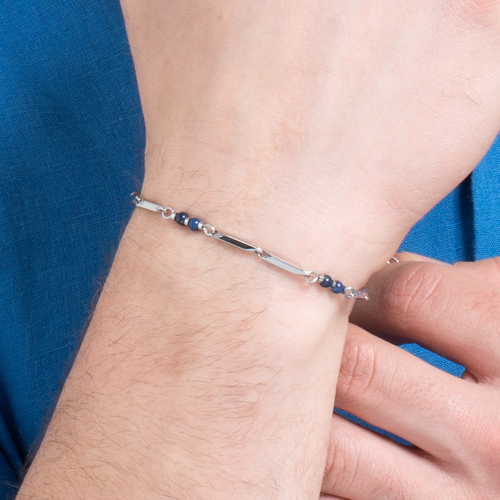 BRACCIALE UOMO IN ACCIAIO CON PIETRE LAPIS