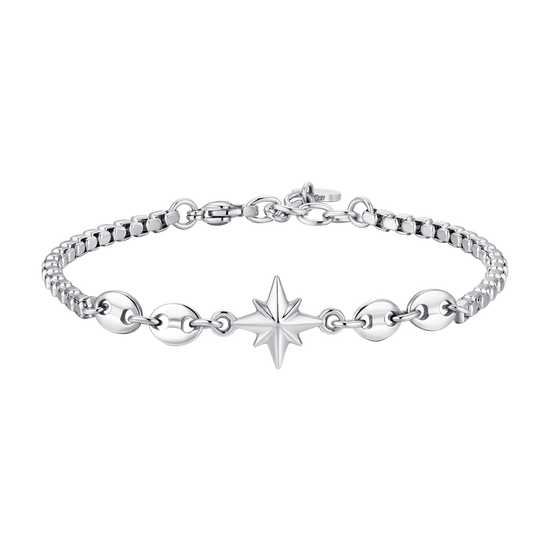 BRACCIALE UOMO IN ACCIAIO CON ROSA DEI VENTI ED ELEMENTI IN ACCIAIO