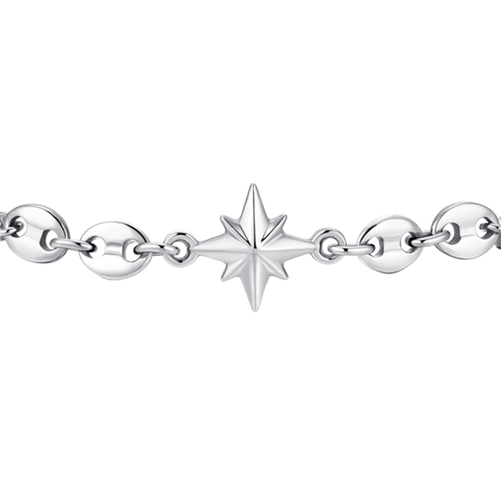 BRACCIALE UOMO IN ACCIAIO CON ROSA DEI VENTI ED ELEMENTI IN ACCIAIO