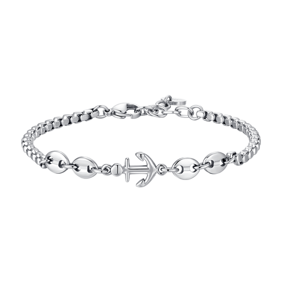 BRACCIALE UOMO IN ACCIAIO CON ANCORA ED ELEMENTI IN ACCIAIO