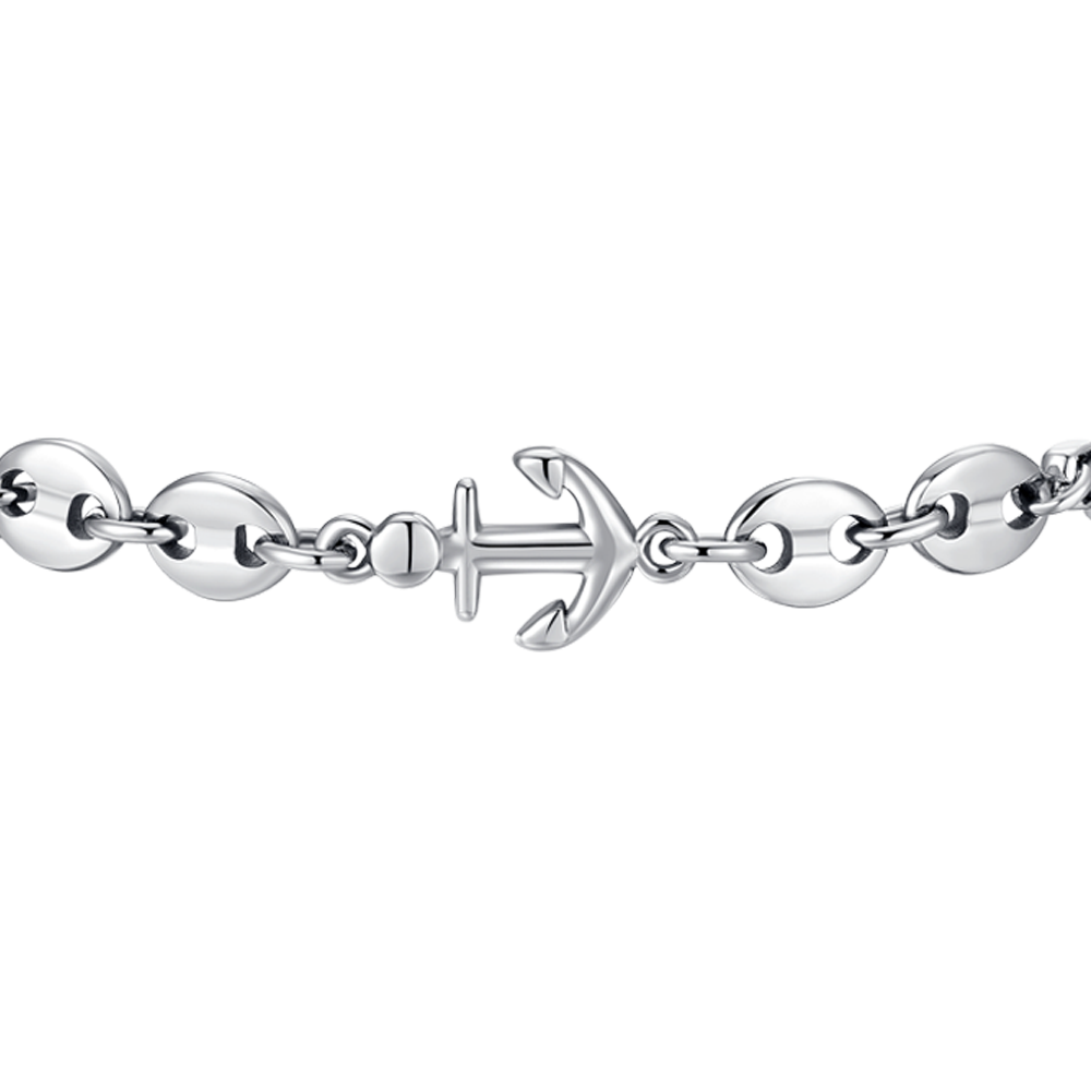 BRACCIALE UOMO IN ACCIAIO CON ANCORA ED ELEMENTI IN ACCIAIO