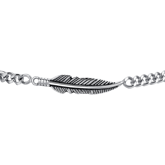 BRACCIALE UOMO IN ACCIAIO CON PIUMA