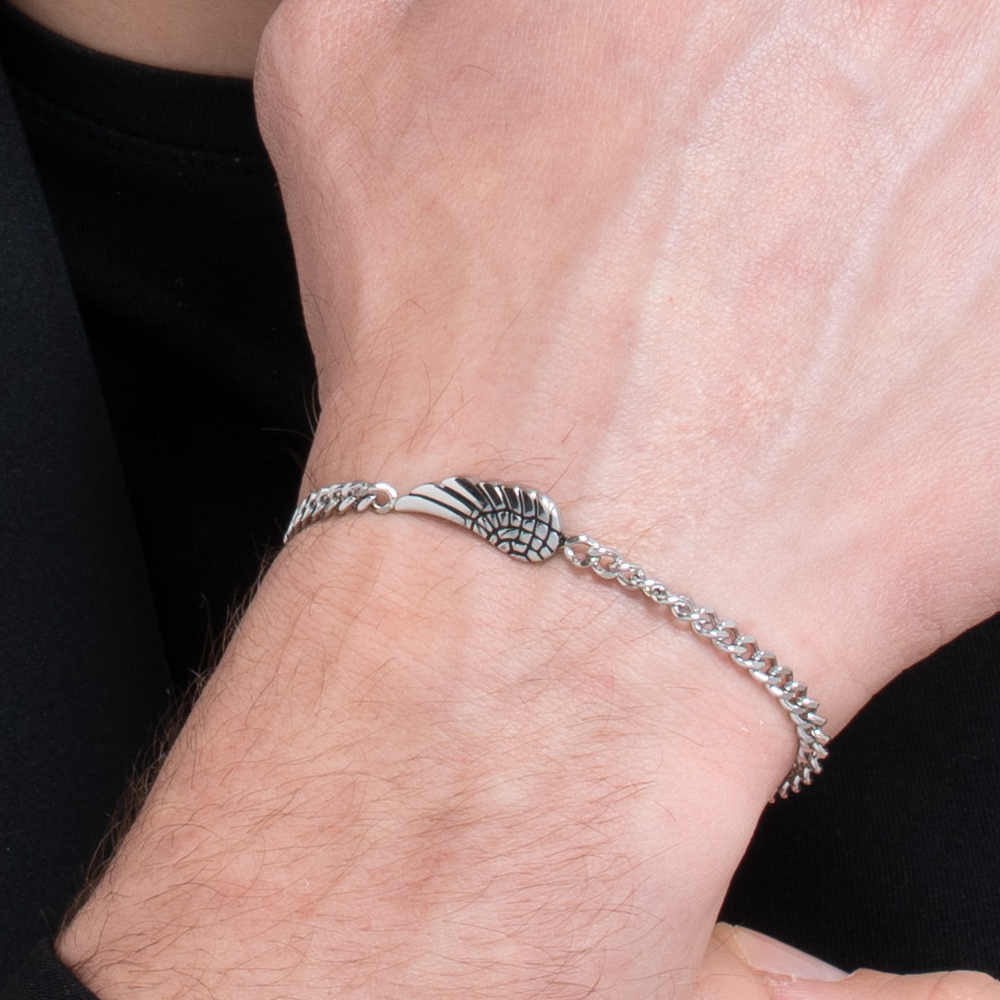 BRACCIALE UOMO IN ACCIAIO CON ALA